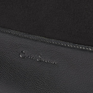 Closeup of Cotton canvas & grained leather