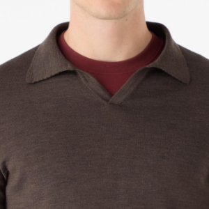 Closeup of Ribbed polo collar