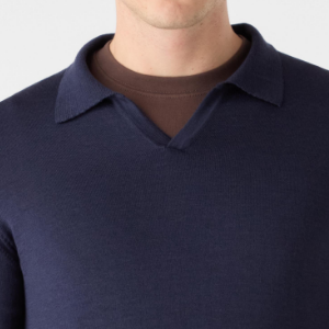 Closeup of Ribbed polo collar
