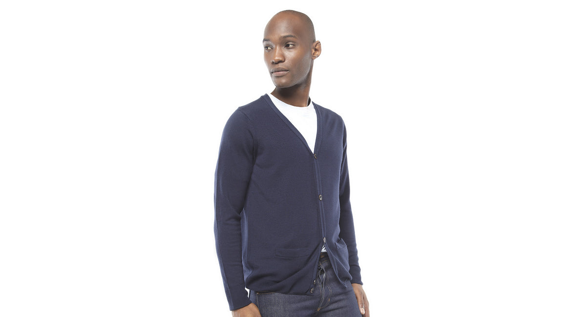 Epping Navy Merino Wool Cardigan Oliver Sweeney
