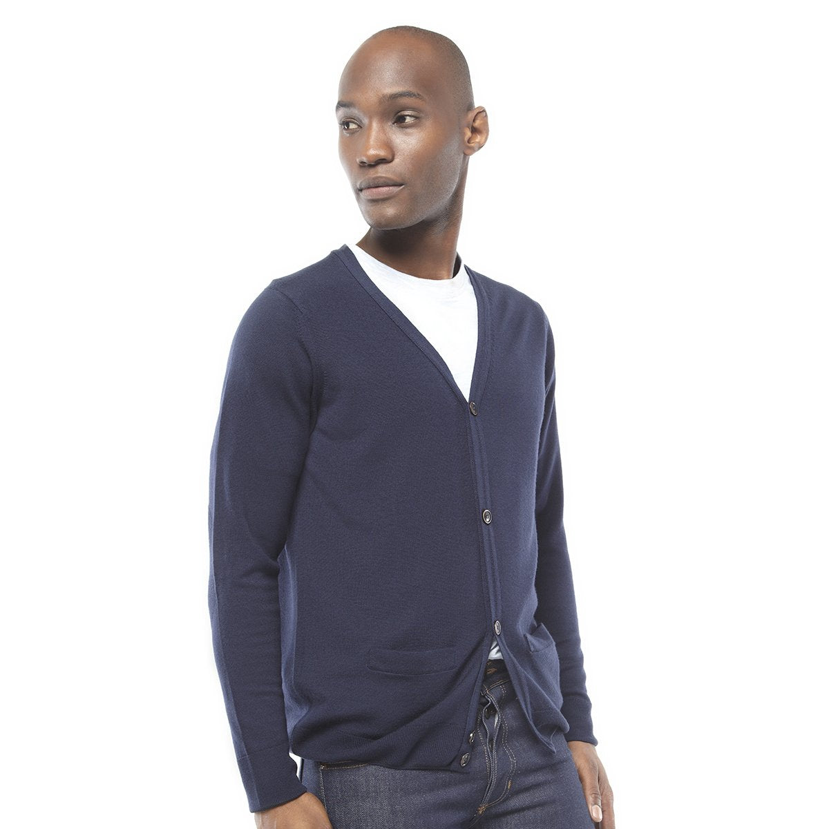 Epping Navy Merino Wool Cardigan Oliver Sweeney