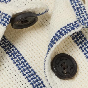 Closeup of Branded horn buttons