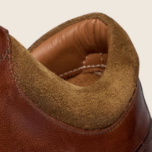 Closeup of Calf suede collar & tongue