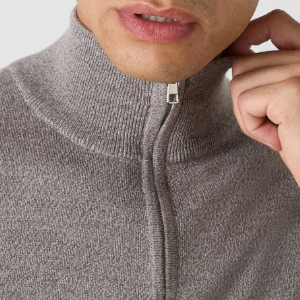 Closeup of Ribbed funnel neck