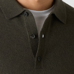 Closeup of Ribbed 3 button placket