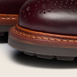 Closeup of Contrast extended leather welt