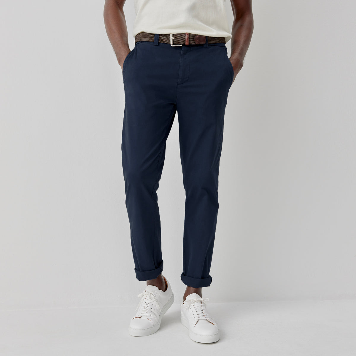 Besterios Navy | Cotton Chinos | Men's Trousers | Oliver Sweeney