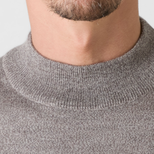 Closeup of Ribbed mock neck