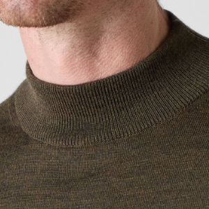 Closeup of Ribbed mock neck