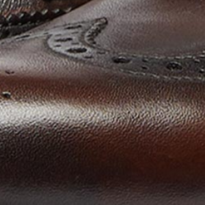 Closeup of Antiqued calf leather upper