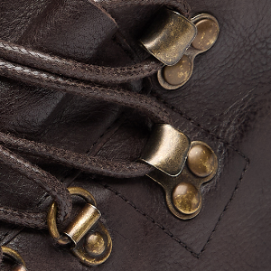 Closeup of Antiqued metal D-rings & Ski hooks