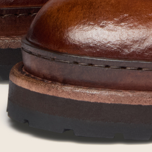 Closeup of Hand-stitched storm welt