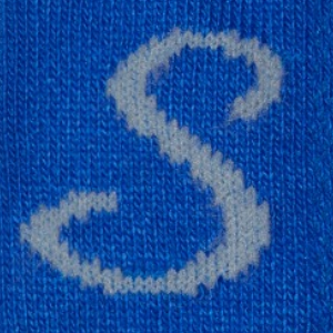 Closeup of Knitted logo detail