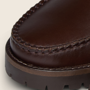 Closeup of Tonal moccasin stitching