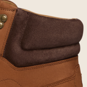 Closeup of Contrast suede padded collar