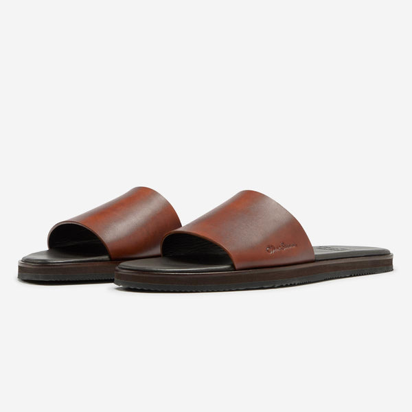 Ducavelli Men's Genuine Leather Slippers - Orthopedic Sole, Breathable & Odor-Resistant (Tan)