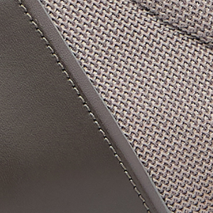 Closeup of Matte leather & nylon mesh upper