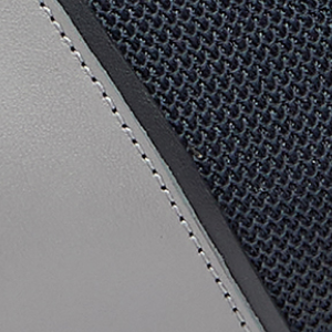 Closeup of Matte leather & nylon mesh upper