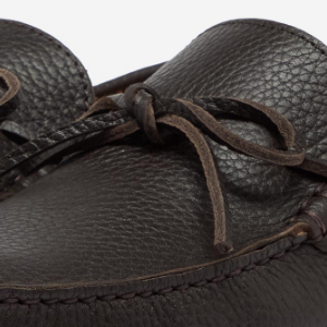 Closeup of Channelled leather lace