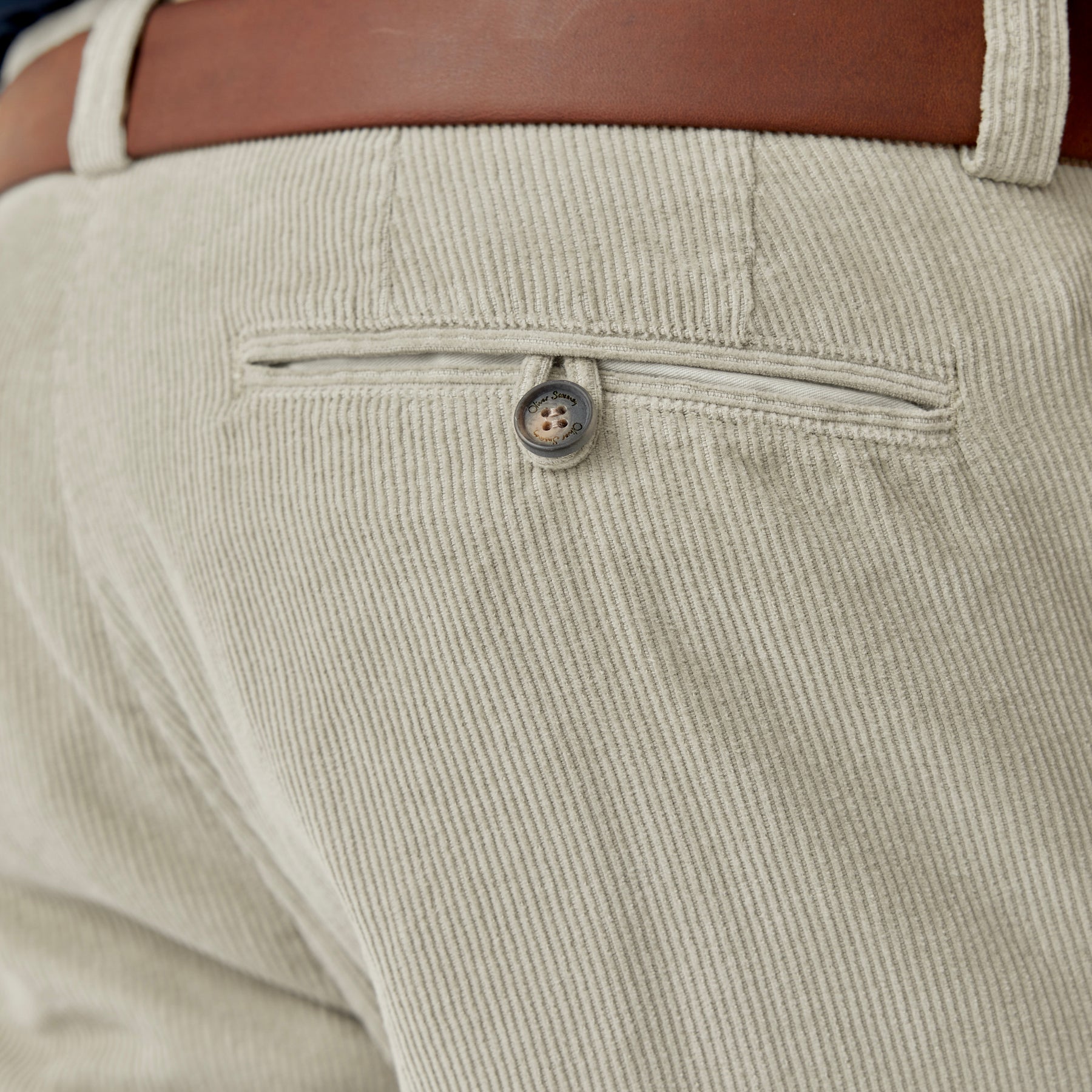 Carlow Stone Corduroy Trousers | Men's Trousers | Oliver Sweeney