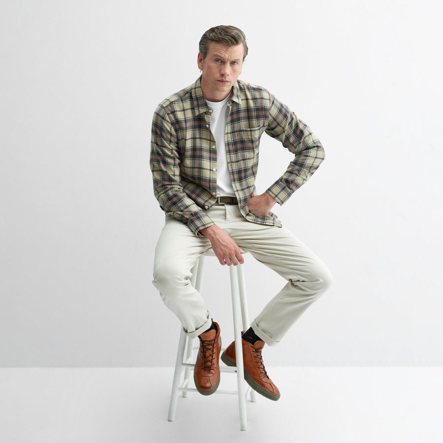 Censo Stone Check Shirt | Oliver Sweeney