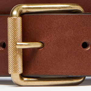 Closeup of Brass roller buckle