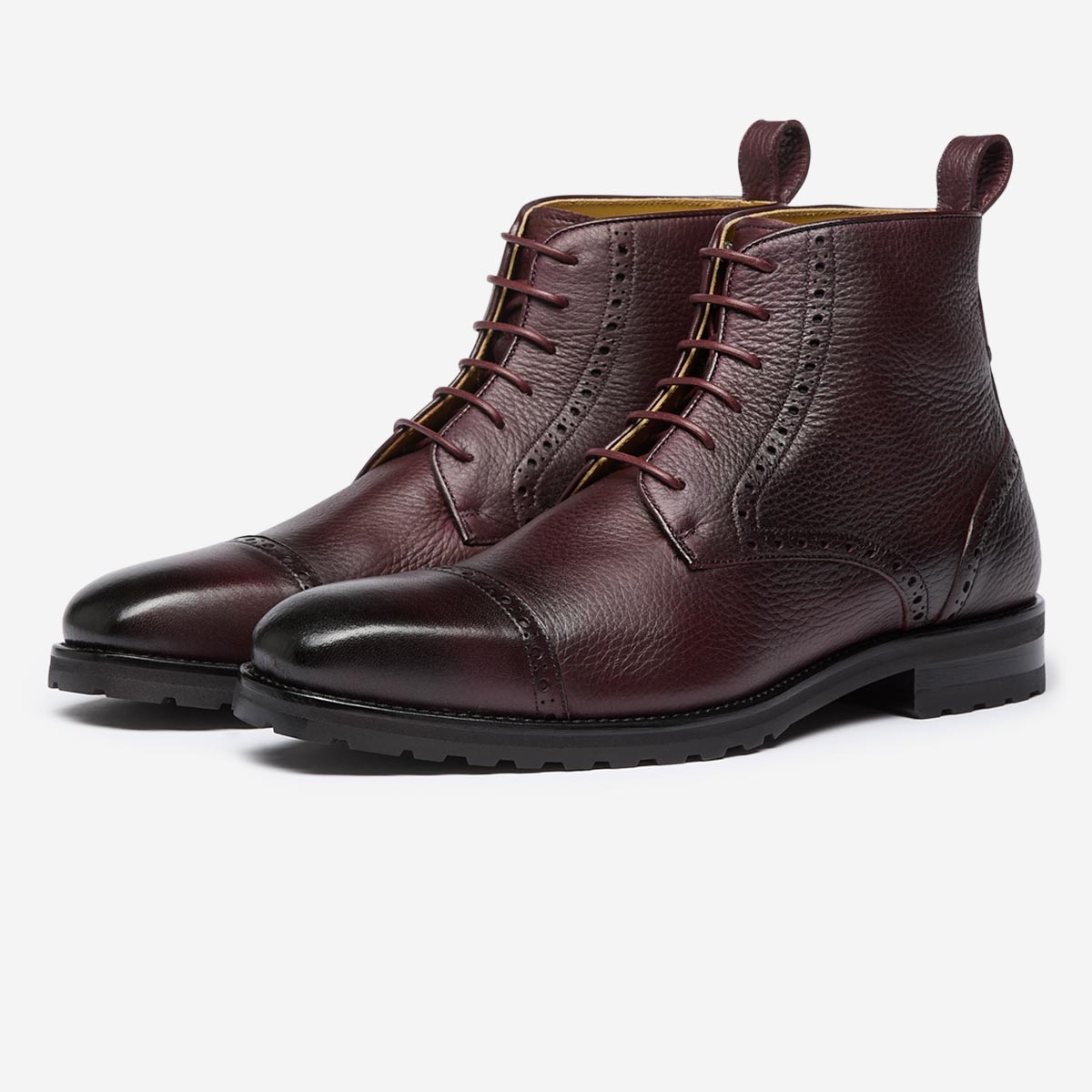 Cortale Burgundy Brogue Boots | Men's Boots | Oliver Sweeney