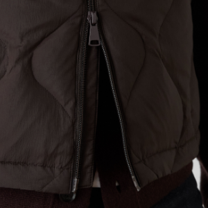 Closeup of 2 zipped side entry pockets