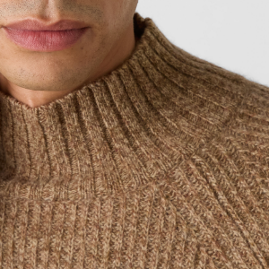Closeup of Ribbed mock neck