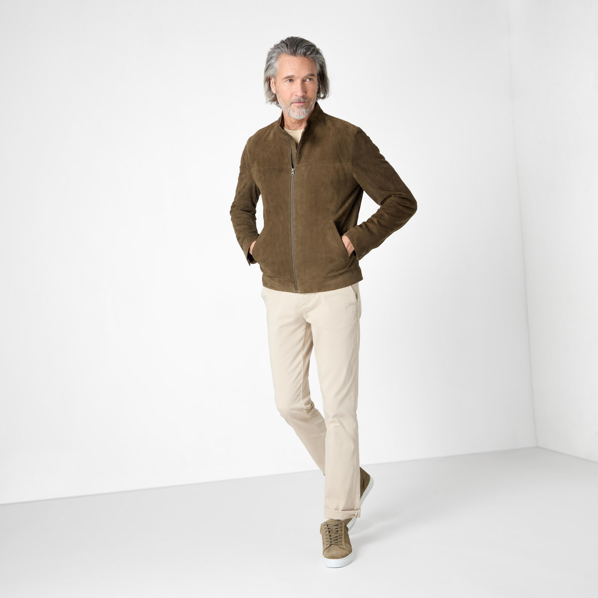 Dimson Olive Suede Jacket | Men's Coats & Jackets | Oliver Sweeney