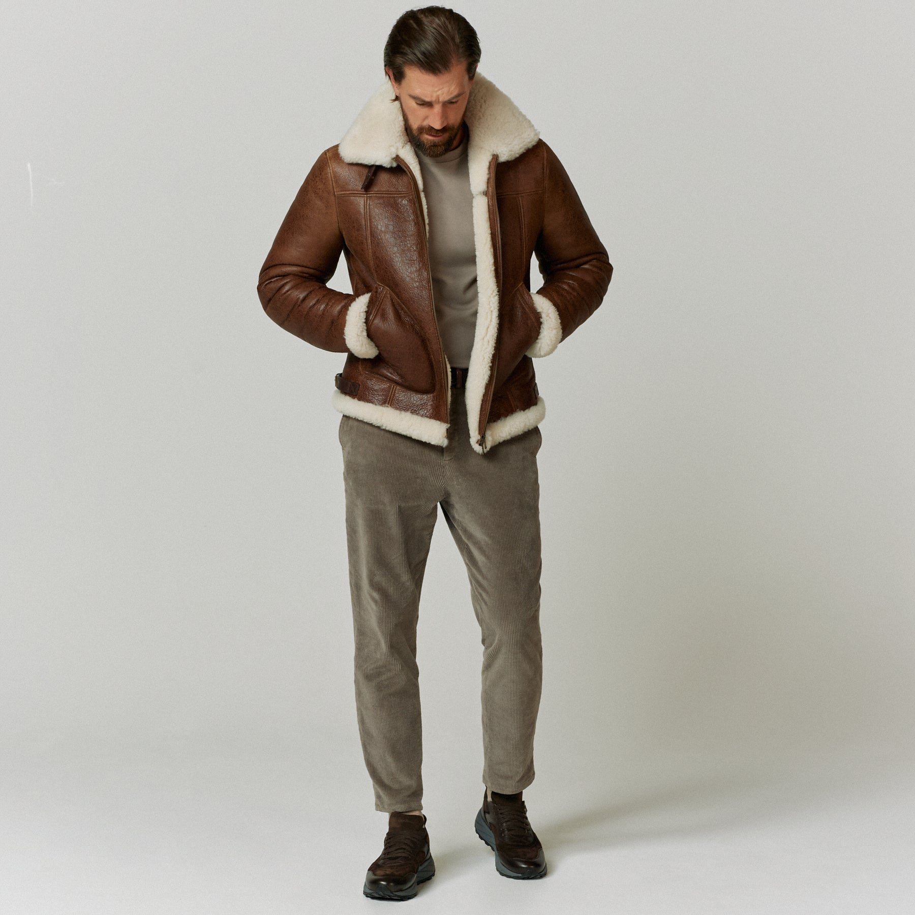 Dunbittern Brown Shearling Jacket Coats Jackets Oliver Sweeney