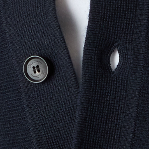 Closeup of Branded horn buttons