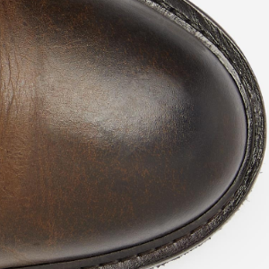 Closeup of Hand-burnished toe & heel