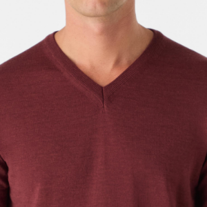 Closeup of Ribbed v-neck