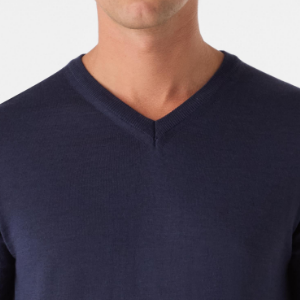Closeup of Ribbed v-neck