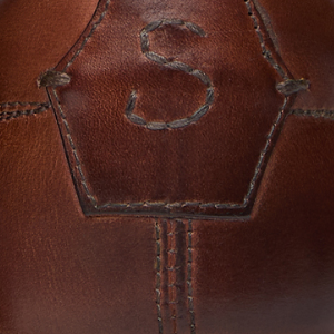 Closeup of Hand-finished calf leather upper