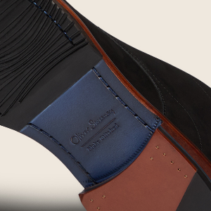 Closeup of Leather sole with rubber forepart