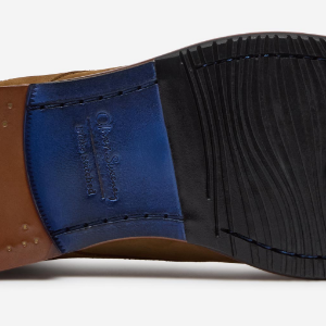 Closeup of Leather sole with rubber forepart