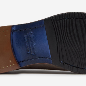 Closeup of Leather sole with rubber forepart