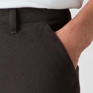 Closeup of 2 front side slanted pockets