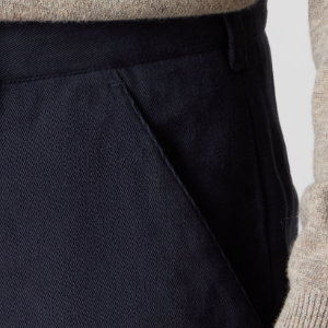 Closeup of 2 front side slanted pockets