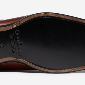 Closeup of Hand antiqued calf leather upper