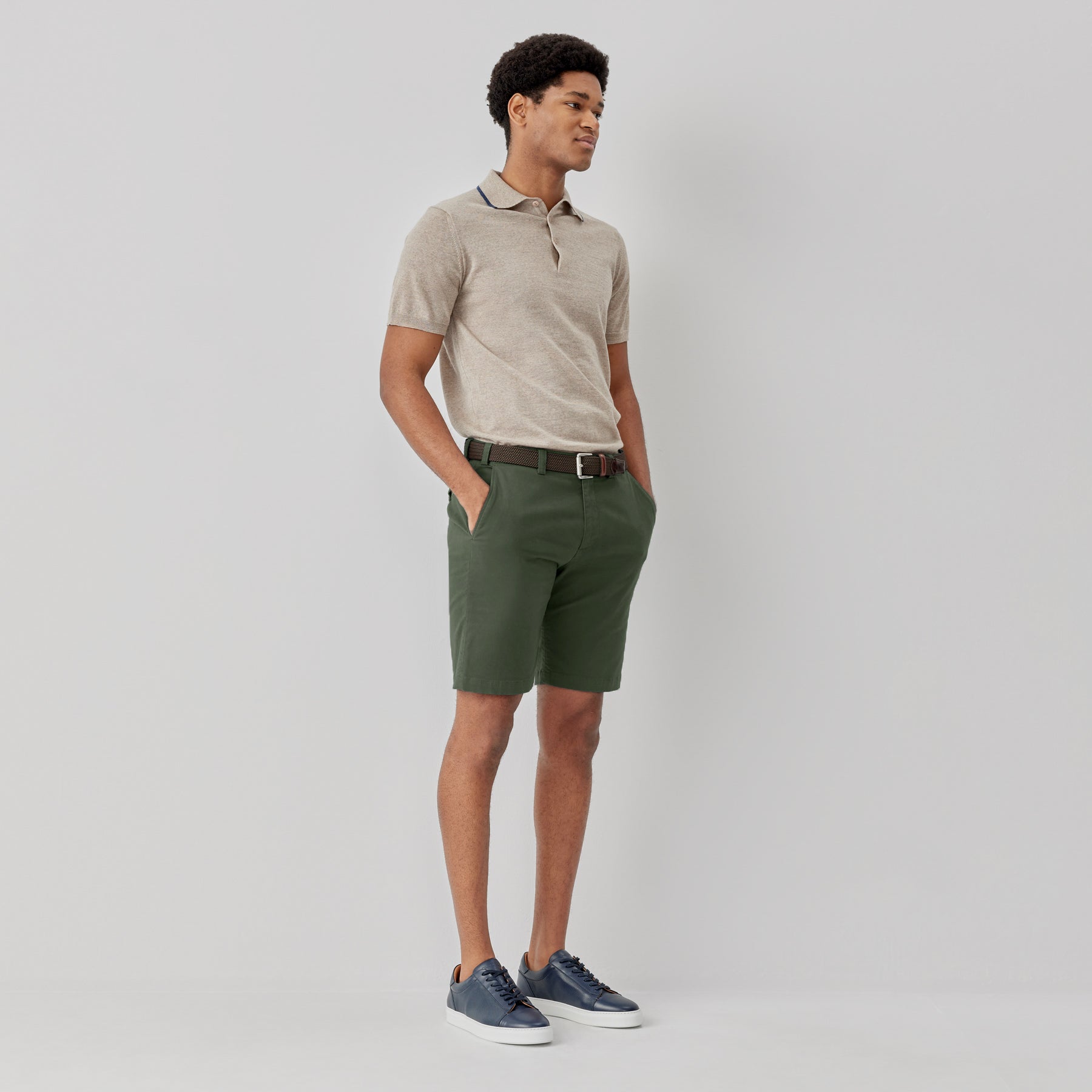 Frades Olive Cotton Shorts | Men's Shorts | Oliver Sweeney