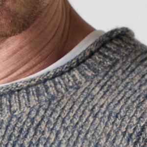 Closeup of Rolled neckline