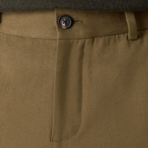 Closeup of Zip fly with button closure