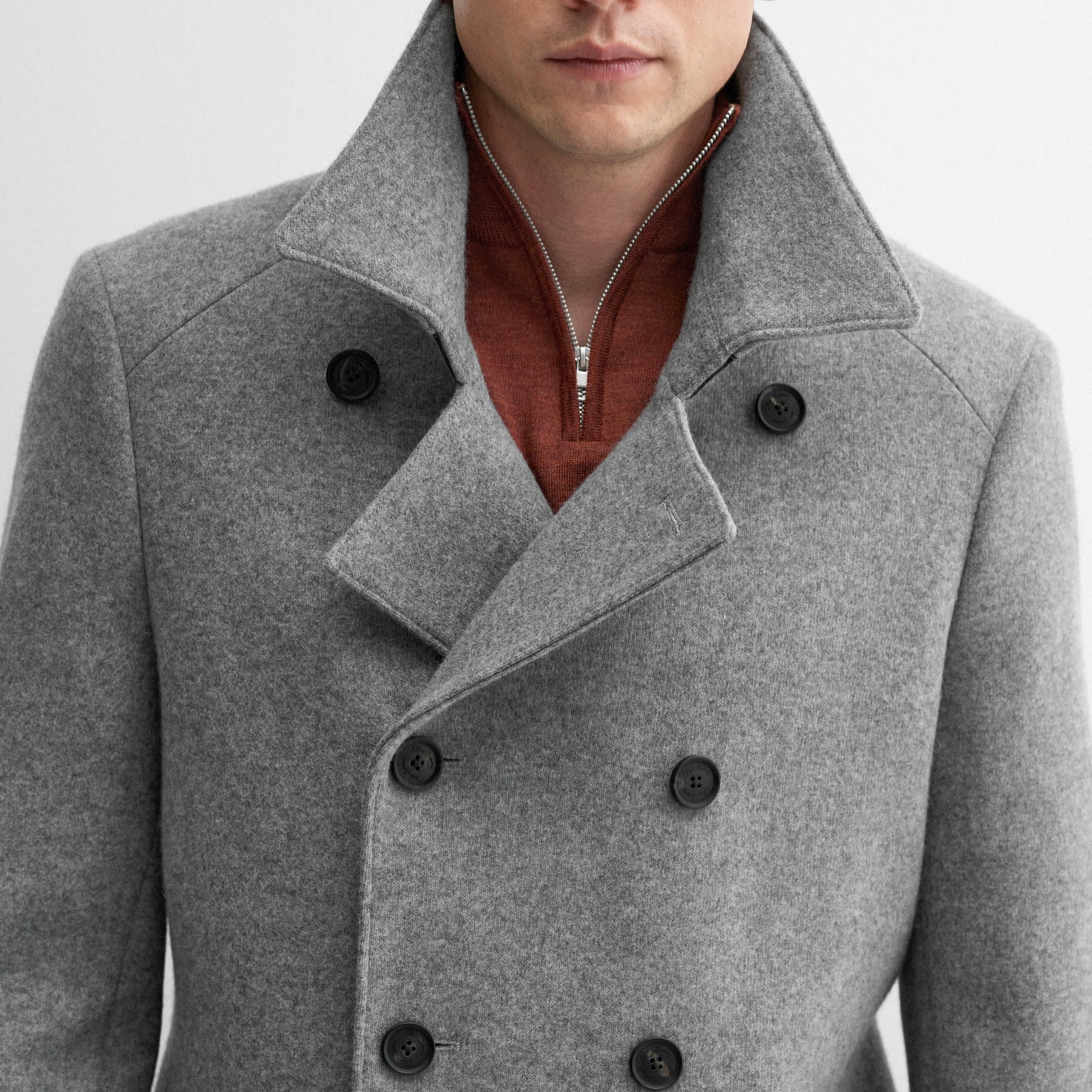 Garrison Grey Wool Overcoat, Men's Coats & Jackets