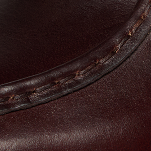Closeup of Tonal moccasin stitching & split toe