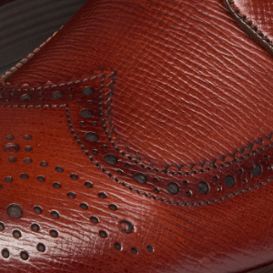 Closeup of Wingtip broguing