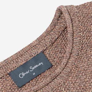 Closeup of Rolled neckline, cuffs & hem