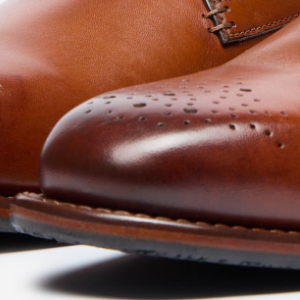 Closeup of Antiqued leather upper